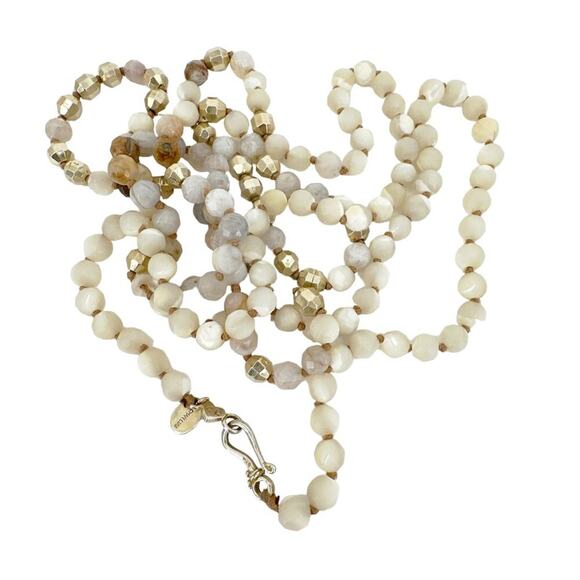 CHAN LUU Semi-Precious Necklace or Wrap Bracelet in White & Gold - Picture 7 of 12